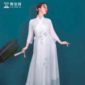 舞姿翼原创2021新款中式连衣裙禅意手绘长裙中国风名媛形体禅舞服装茶服XT691