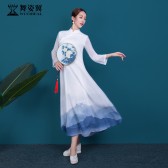 舞姿翼原创2021新款中式连衣裙禅意手绘长裙中国风名媛形体禅舞服装茶服XT693