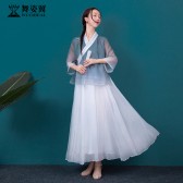 舞姿翼原创2021新款中式禅意刺绣长裙中国风名媛形体禅舞服套装XT710